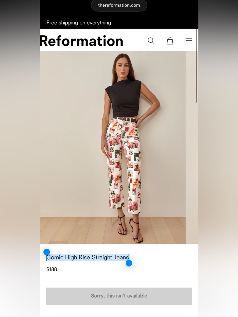 Reformation Comic High Rise Straight Jeans- 26 - Picture 5 of 5